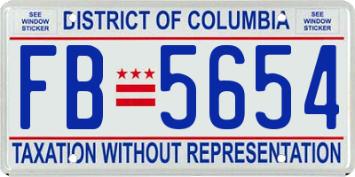 DC license plate FB5654