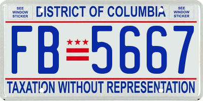 DC license plate FB5667