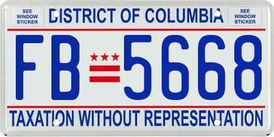 DC license plate FB5668