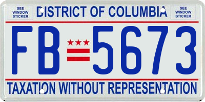 DC license plate FB5673