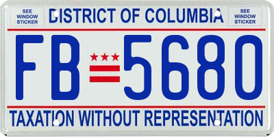 DC license plate FB5680