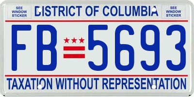 DC license plate FB5693