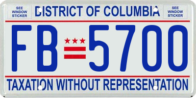 DC license plate FB5700