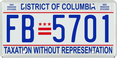 DC license plate FB5701