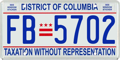 DC license plate FB5702