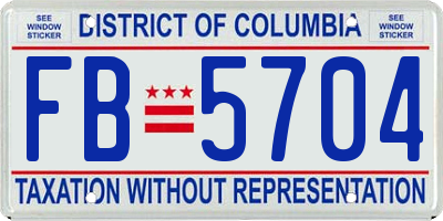 DC license plate FB5704