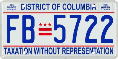 DC license plate FB5722