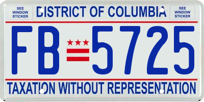 DC license plate FB5725