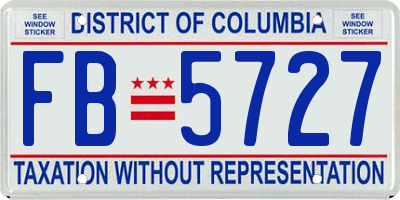 DC license plate FB5727