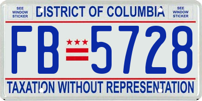 DC license plate FB5728