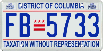 DC license plate FB5733