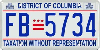 DC license plate FB5734