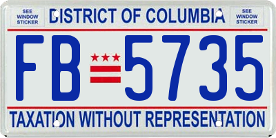 DC license plate FB5735