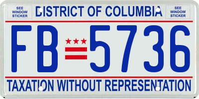 DC license plate FB5736