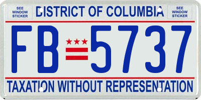 DC license plate FB5737