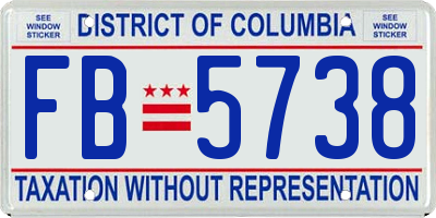 DC license plate FB5738