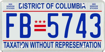 DC license plate FB5743