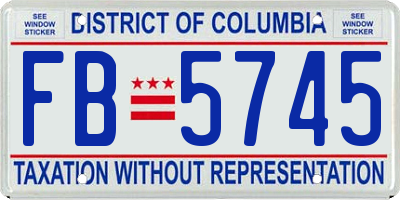 DC license plate FB5745