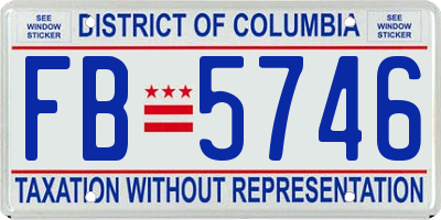 DC license plate FB5746