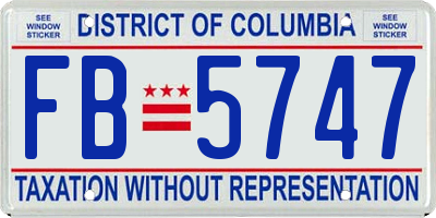 DC license plate FB5747