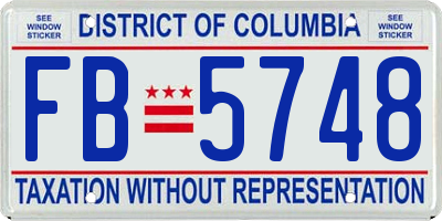 DC license plate FB5748