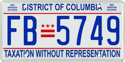 DC license plate FB5749