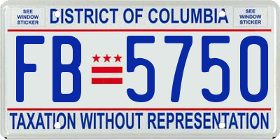 DC license plate FB5750