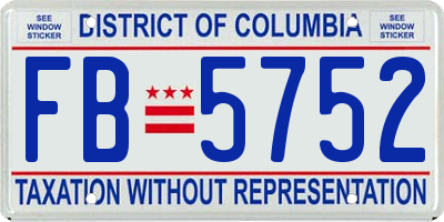 DC license plate FB5752