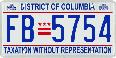 DC license plate FB5754