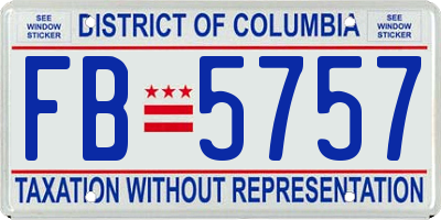 DC license plate FB5757