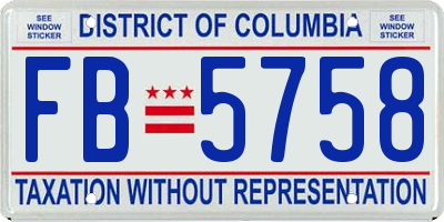 DC license plate FB5758