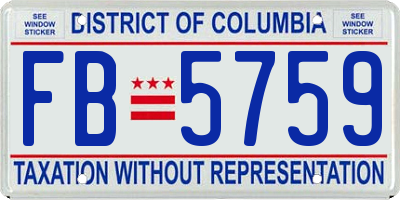 DC license plate FB5759