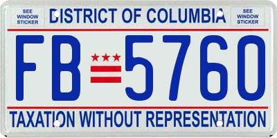 DC license plate FB5760