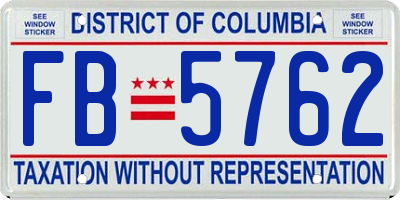 DC license plate FB5762