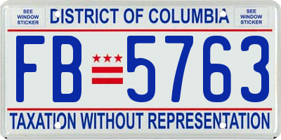 DC license plate FB5763