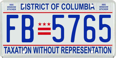 DC license plate FB5765