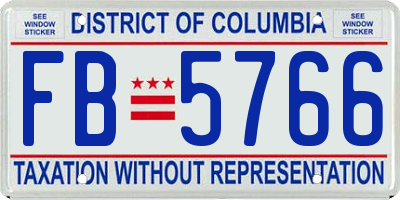 DC license plate FB5766