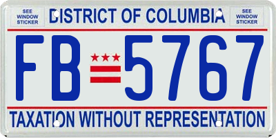 DC license plate FB5767