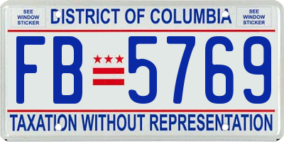 DC license plate FB5769