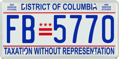 DC license plate FB5770