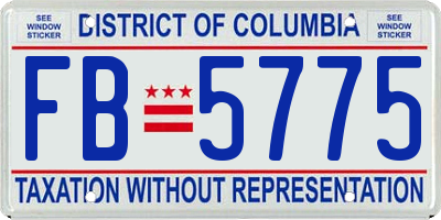 DC license plate FB5775