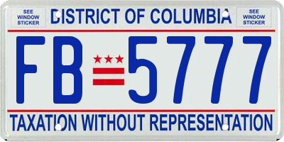 DC license plate FB5777