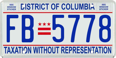 DC license plate FB5778