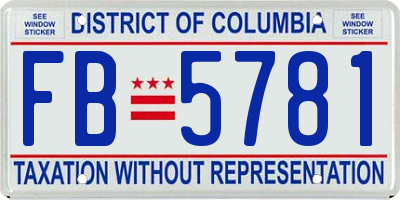 DC license plate FB5781