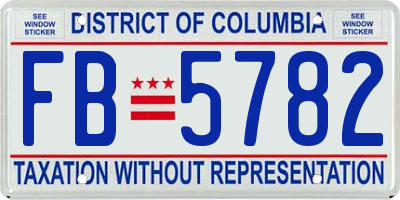 DC license plate FB5782