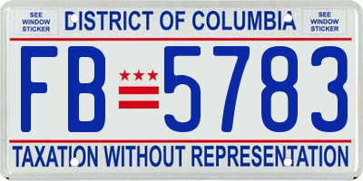 DC license plate FB5783