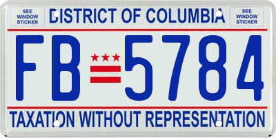 DC license plate FB5784