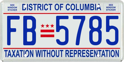 DC license plate FB5785