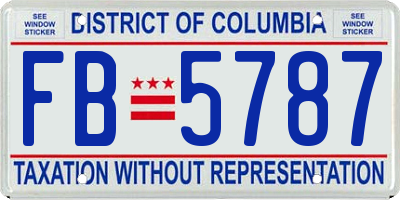 DC license plate FB5787