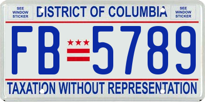 DC license plate FB5789